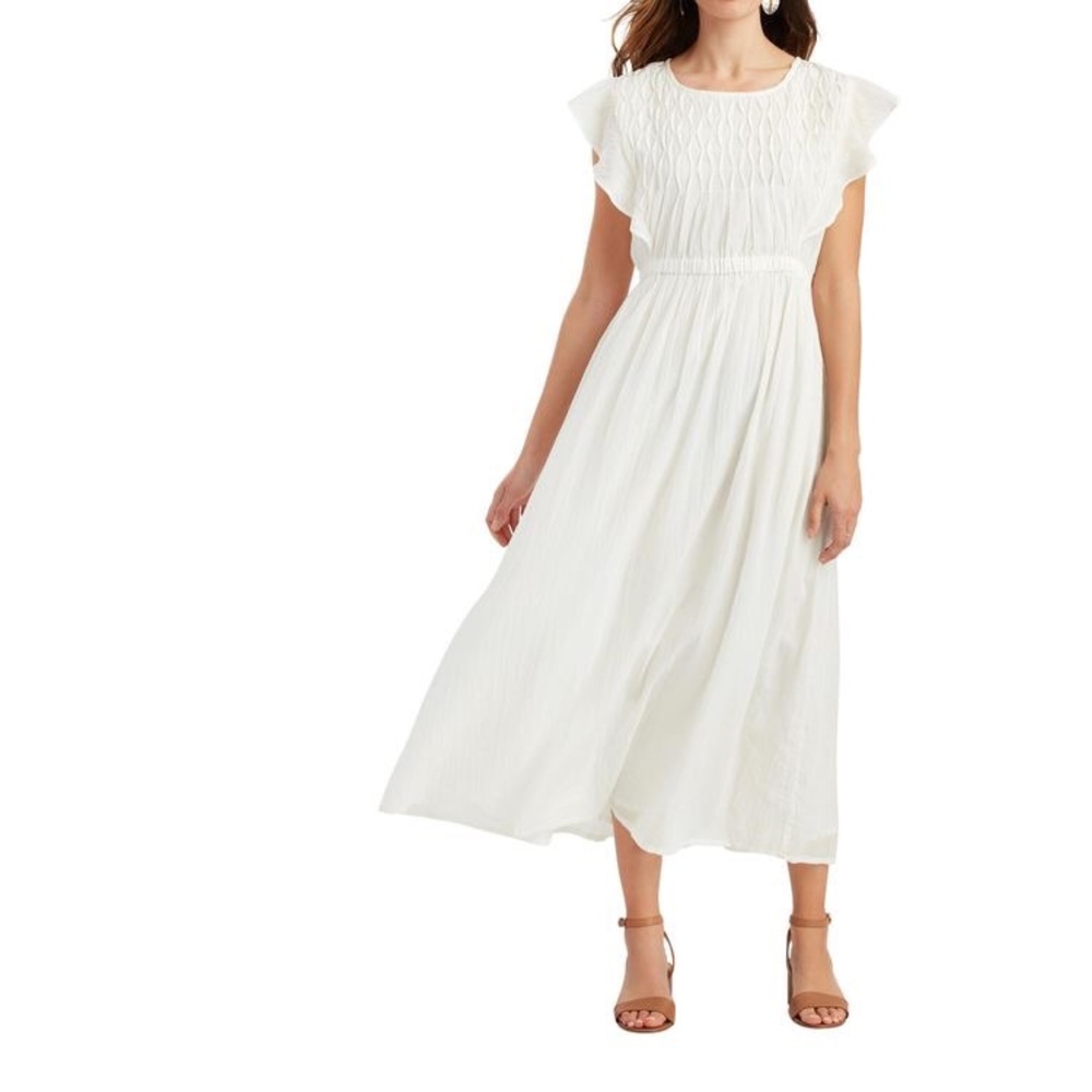 NWT World Market Ivory Pleated Ruffle Dress